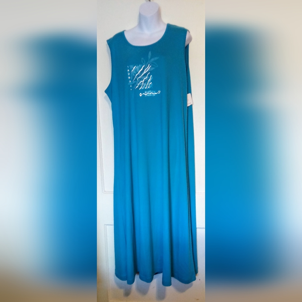 Drapers' and Damon Ladies Chic Teal Maxi Dress Sz 1X